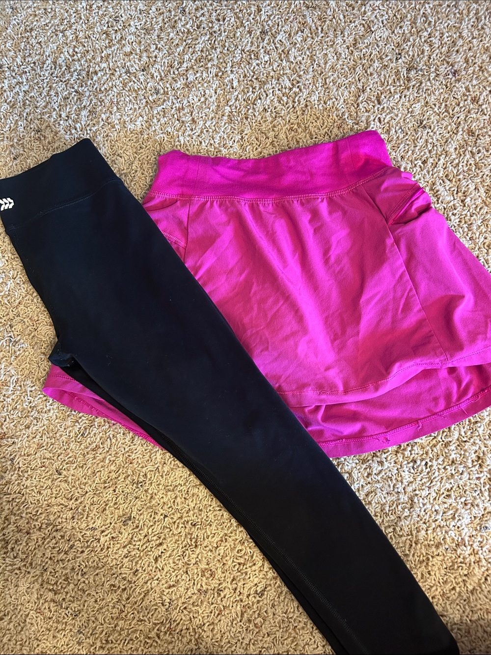 all in motion Black Leggings with Bright Pink Skort